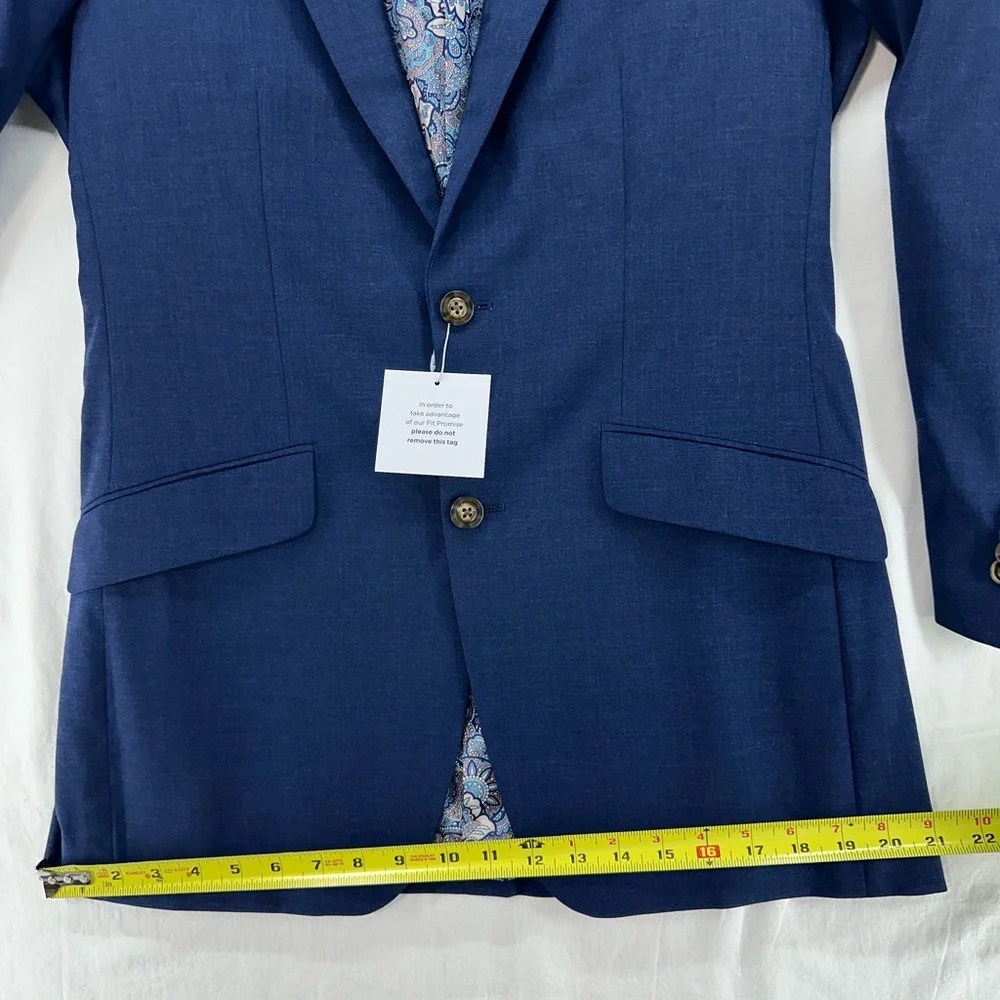 INDOCHINO Mens Solid Blue WOOL Sport Coat‎ Suit Jacket Blazer NEW NWT 36